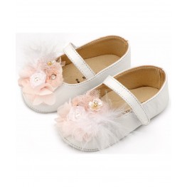  Babywalker Παπούτσι Βαπτιστικό Αγκαλιάς  MI1663 Λευκό-Ροζ